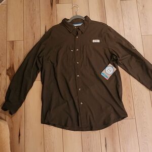Magellan Outdoors Men's Dark Brown Casual Button Down Shirt